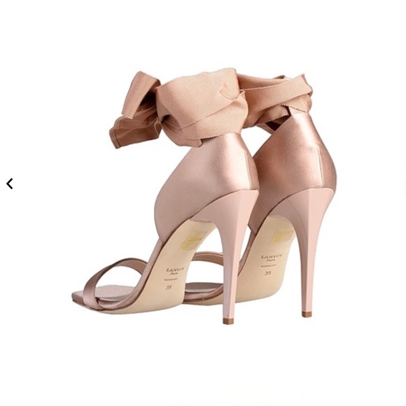 Lanvin Paris Terracotta / Rose Gold Satin Ribbon Sandals with 105mm hee… - Picture 3 of 6